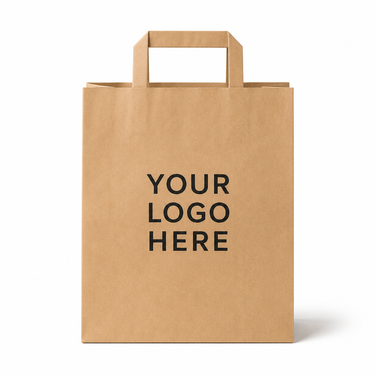 Kraft flat handle paper bag with custom print option