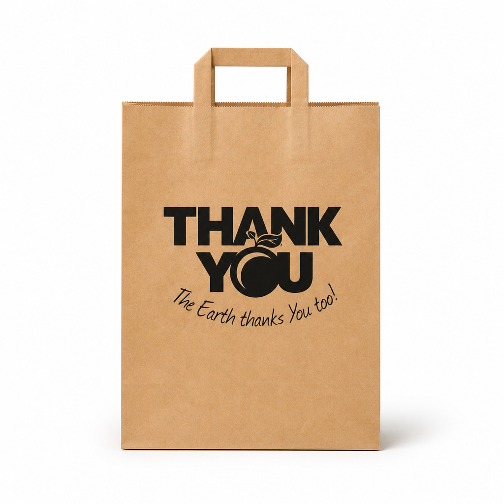 Thank You flat handle kraft paper bag for grocery stores