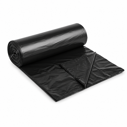 Industrial black trash liner roll for retail and store use