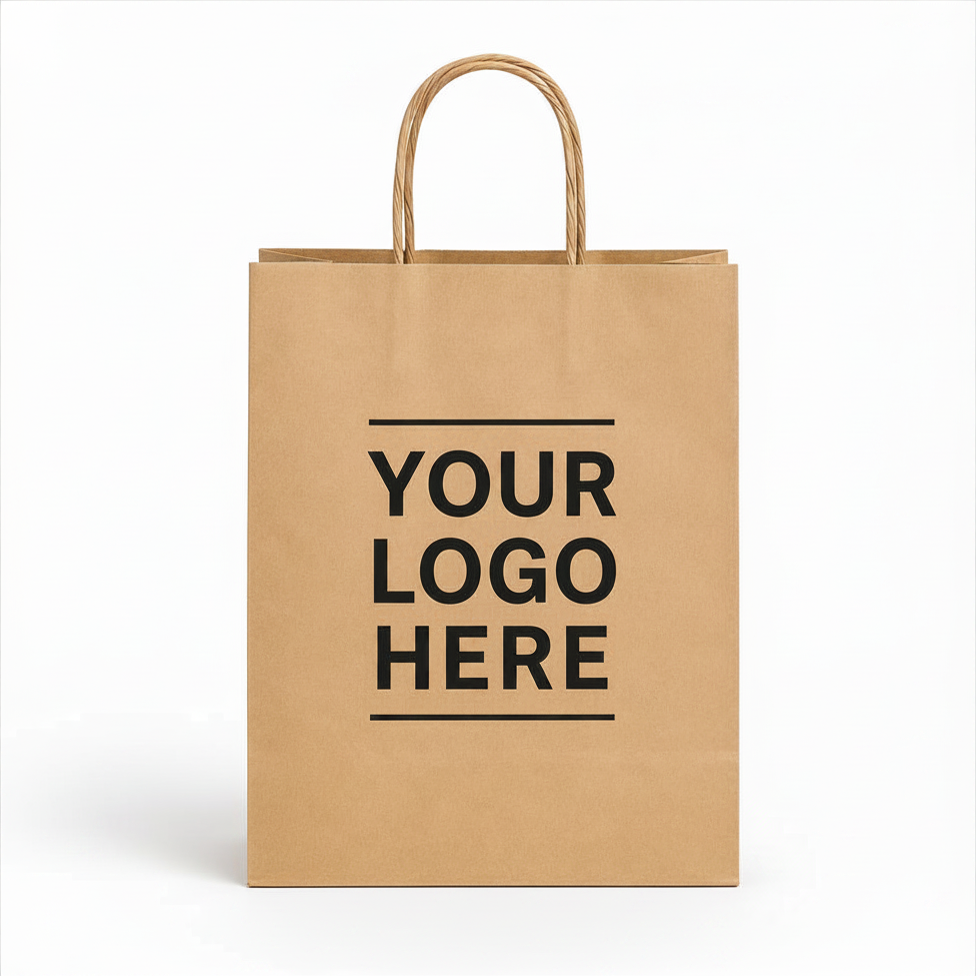 Kraft twisted handle paper bag with custom logo option
